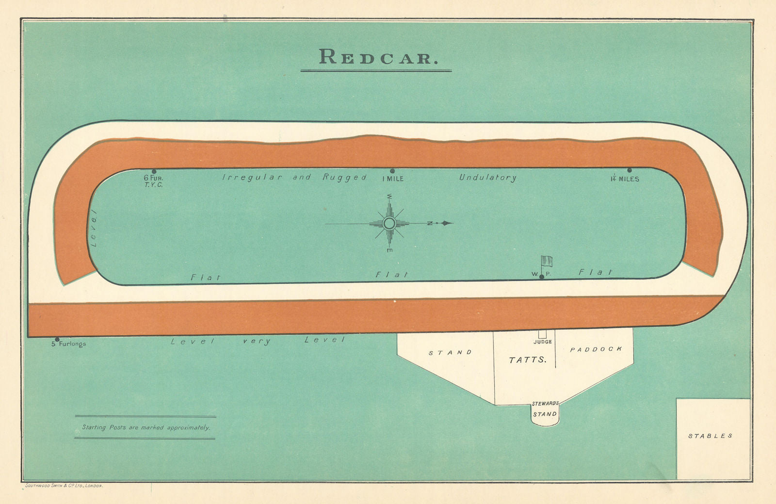 Redcar racecourse, Yorkshire. BAYLES 1903 old antique vintage map plan chart
